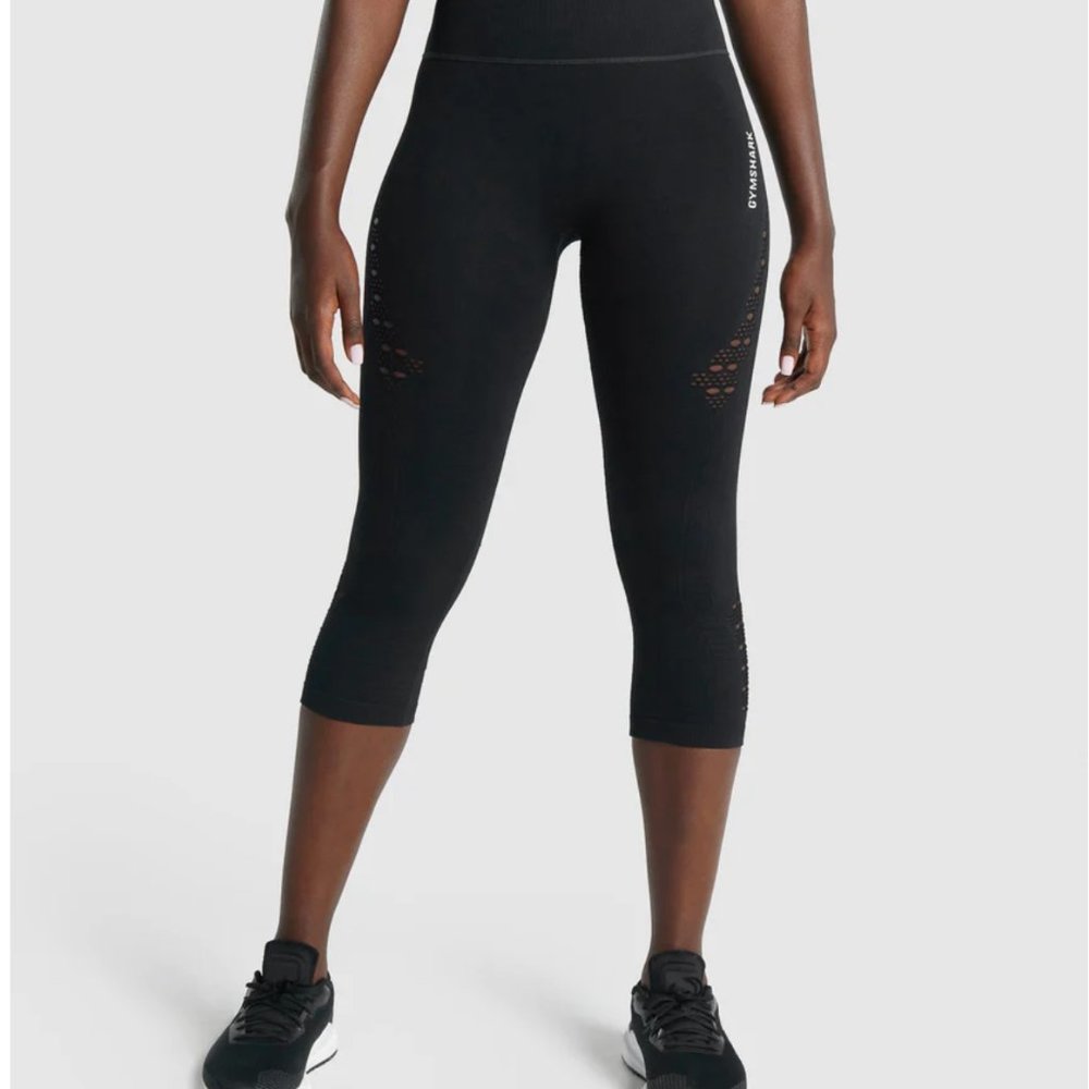 Gymshark Energy Seamless Cropped Leggings - Slate Grey/Black, Medium